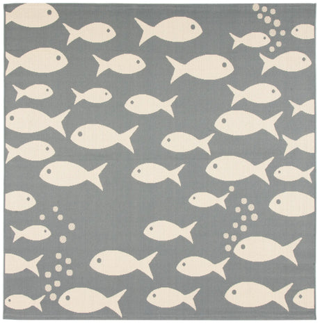 Safavieh Courtyard 6'-7" x 6'-7" Rug in Dark Grey / Beige