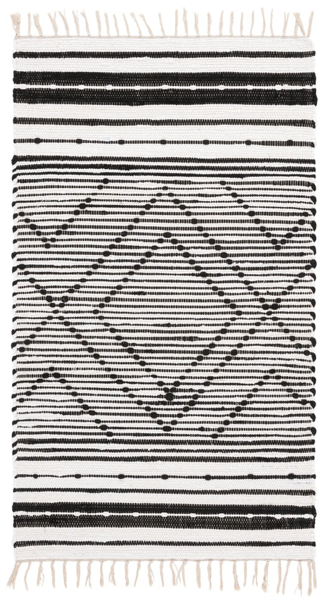 Safavieh Striped Kilim 3'-0" x 5'-0" Rug in Black / Ivory