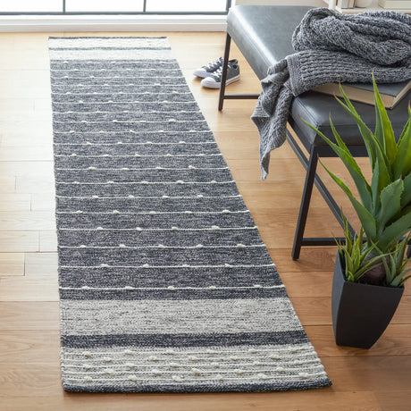 Safavieh Striped Kilim 2'-3" x 11'-0" Rug in Black / Ivory