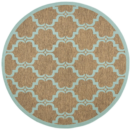 Safavieh Courtyard 6'-7" x 6'-7" Rug in Brown / Aqua
