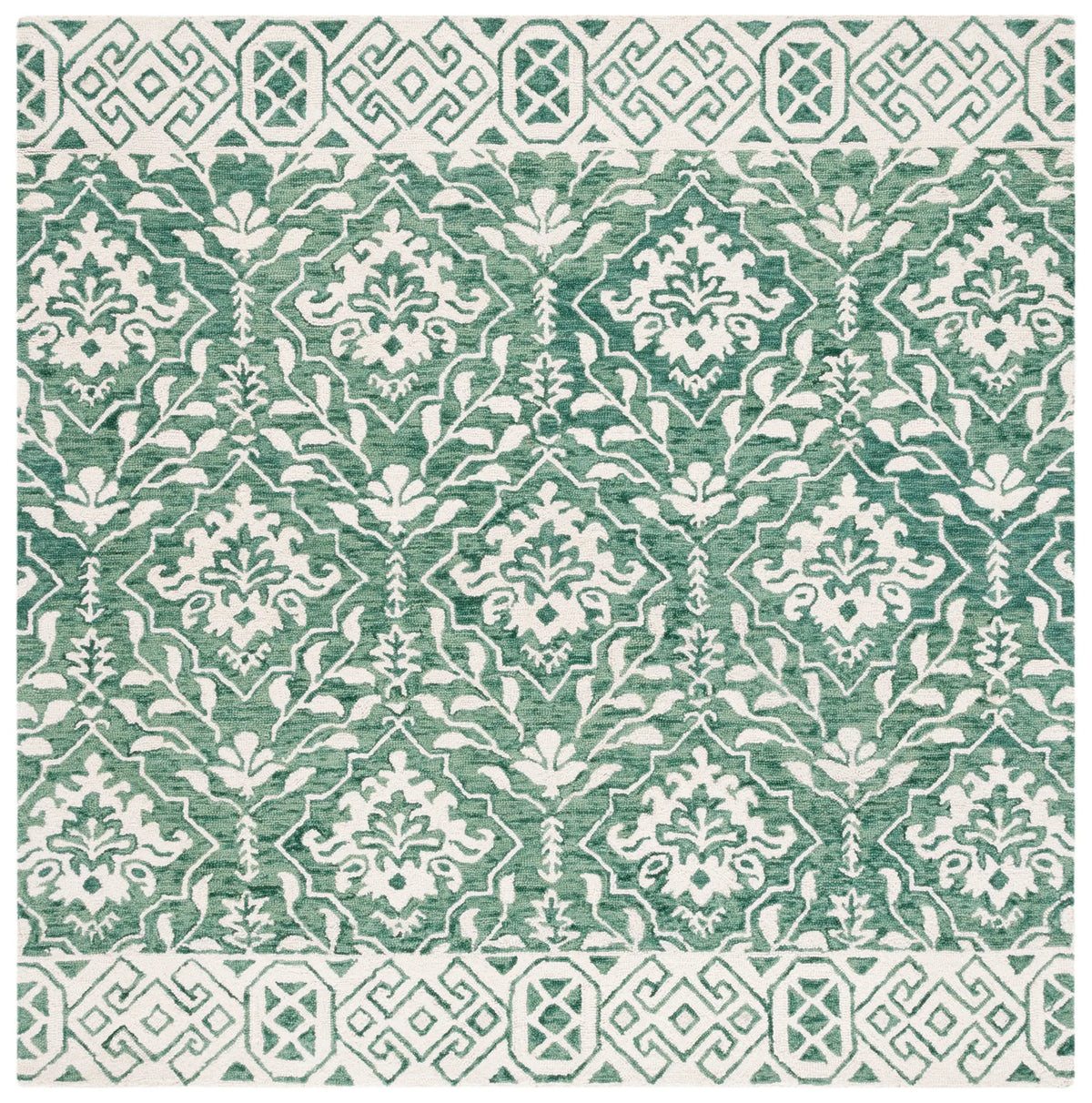 Safavieh Dip Dye 6'-6" x 6'-6" Rug in Dark Green / Ivory