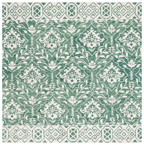 Safavieh Dip Dye 6'-6" x 6'-6" Rug in Dark Green / Ivory