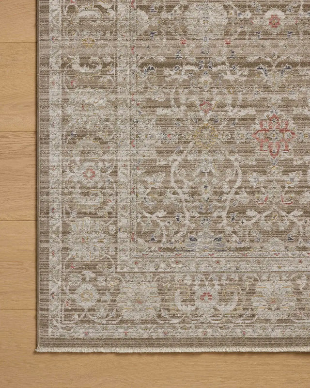 Chris Loves Julia x Loloi Ida IDA-03 Bark / Multi Rug - corner on wood