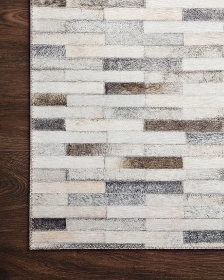 Loloi Maddox Mad-01 Ivory / Grey Rugs - corner on wood