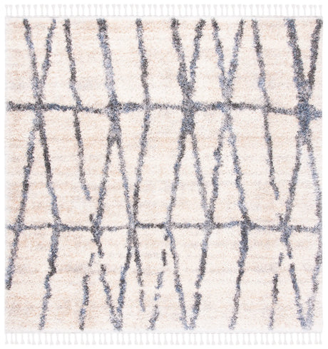 Safavieh Berber Fringe Shag 6'-7" x 6'-7" Rug in Cream / Grey