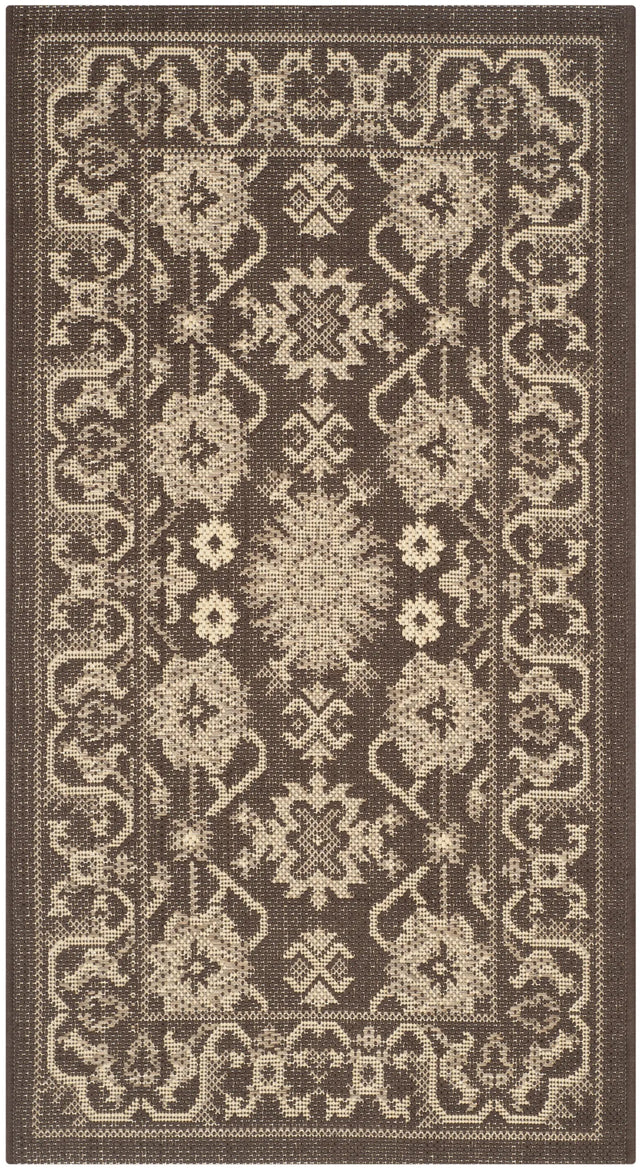 Safavieh Courtyard 2'-0" x 3'-7" Rug in Chocolate / Cream