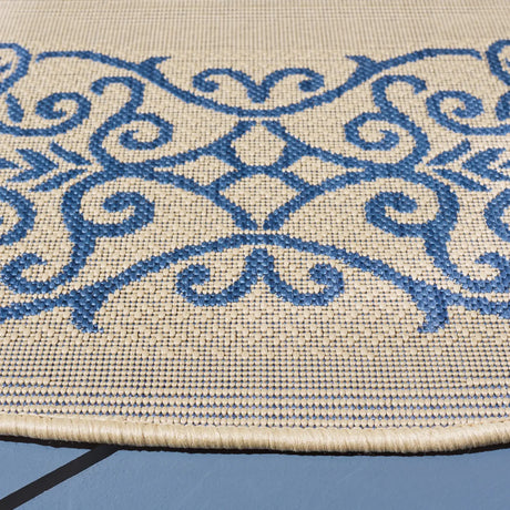 Safavieh Courtyard 6'-7" x 6'-7" Rug in Natural / Blue