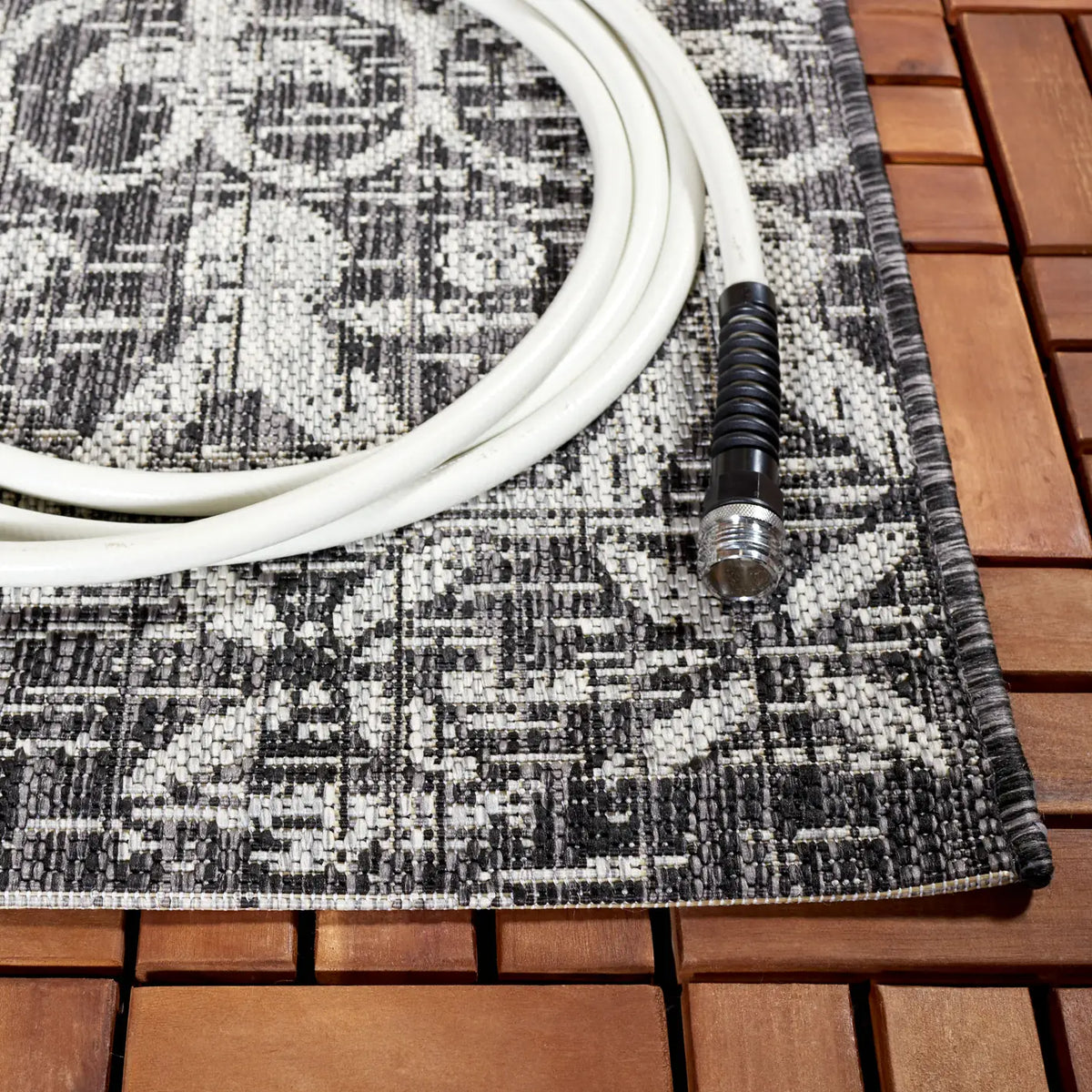 Safavieh Courtyard 6'-7" x 9'-6" Rug in Black / Grey