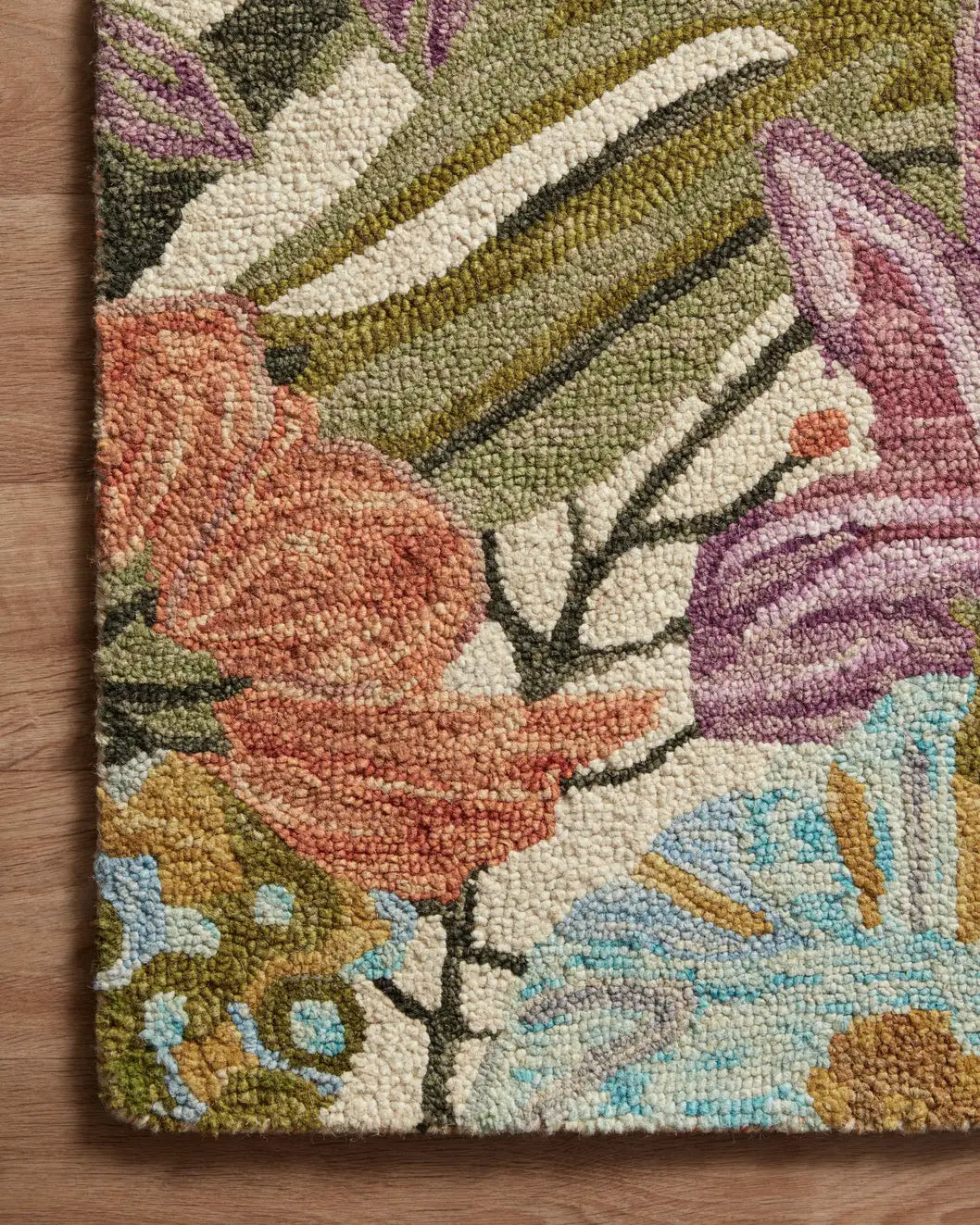 Loloi Belladonna Blm-04 Ivory/Multi Rug - corner on wood