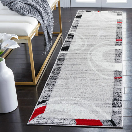 Safavieh Skyler 2'-2" x 9'-0" Rug in Grey / Red