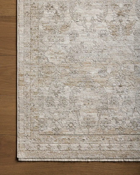 Loloi Tabitha Tai-03 Ivory/Khaki Rug - corner on wood
