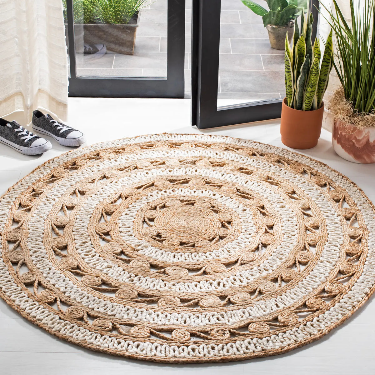 Safavieh Natural Fiber 3'-0" x 3'-0" Rug in Ivory / Natural