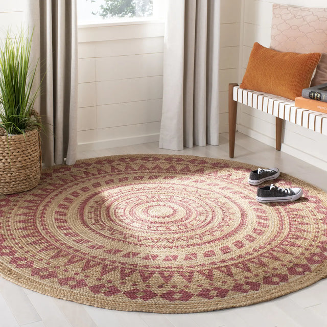 Safavieh Natural Fiber 5'-0" x 5'-0" Rug in Pink / Natural
