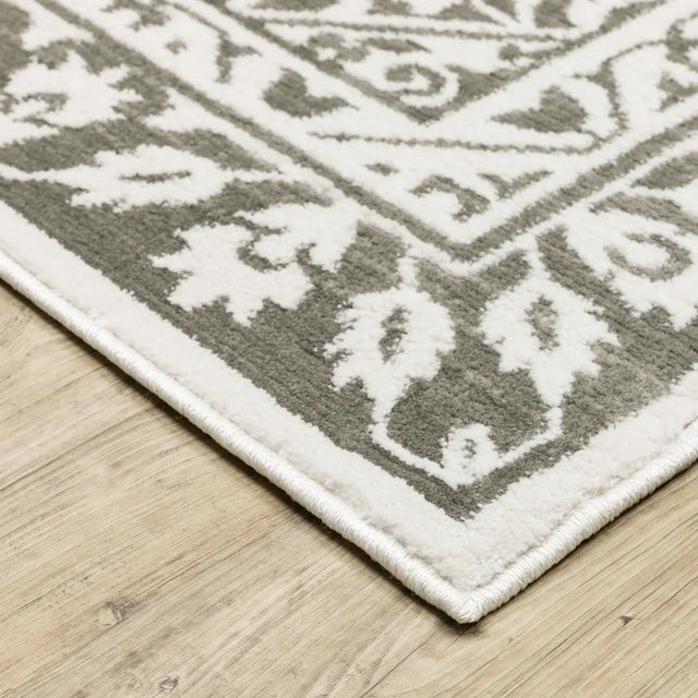 Oriental Weavers Montecito 1101W Grey/ White Rug - corner detail