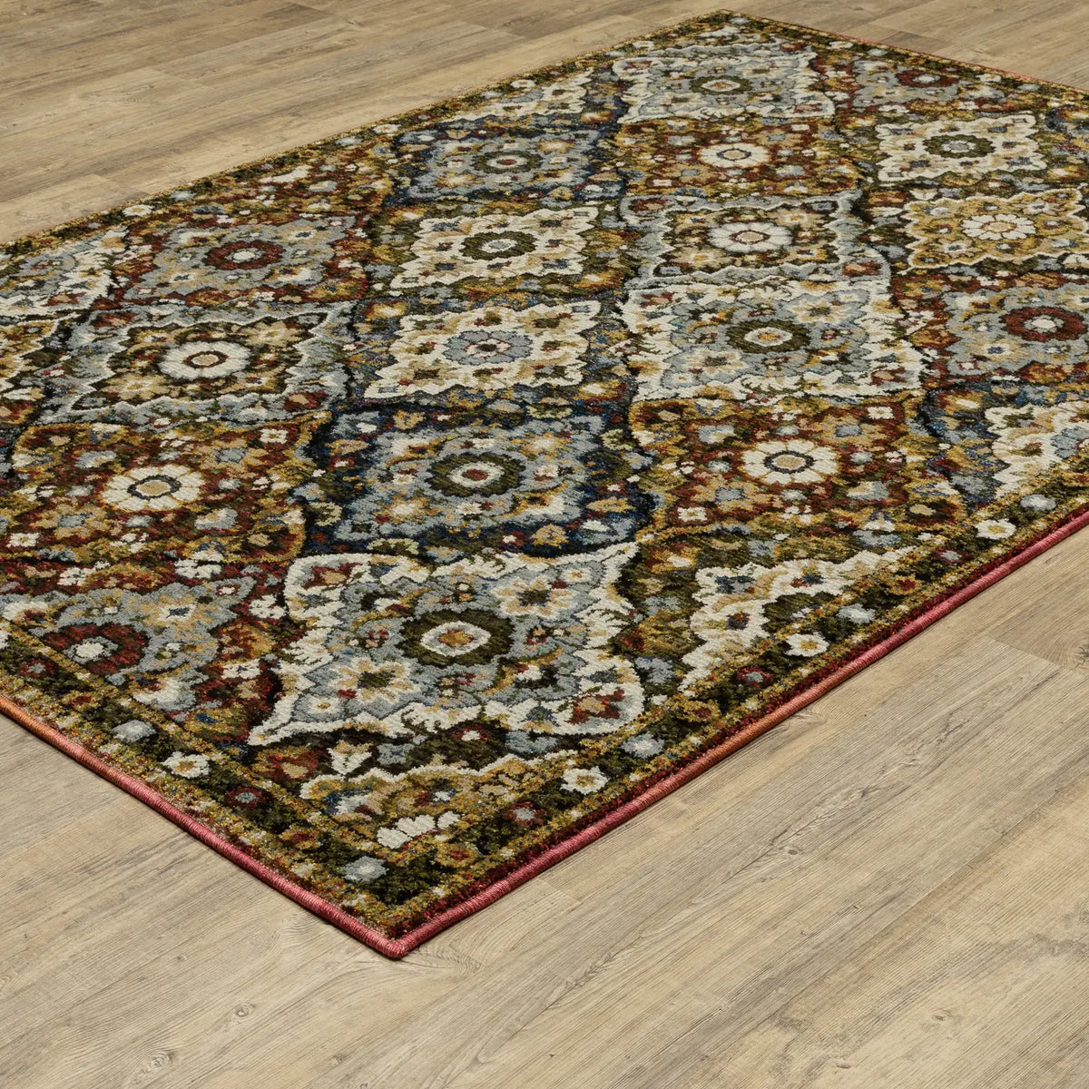 Oriental Weavers Sphinx Andorra 2408A Red/ Multi Rug - angle detail