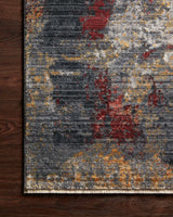 Loloi Samra Sam-03 Dk. Grey/Spice Rugs - corner on wood