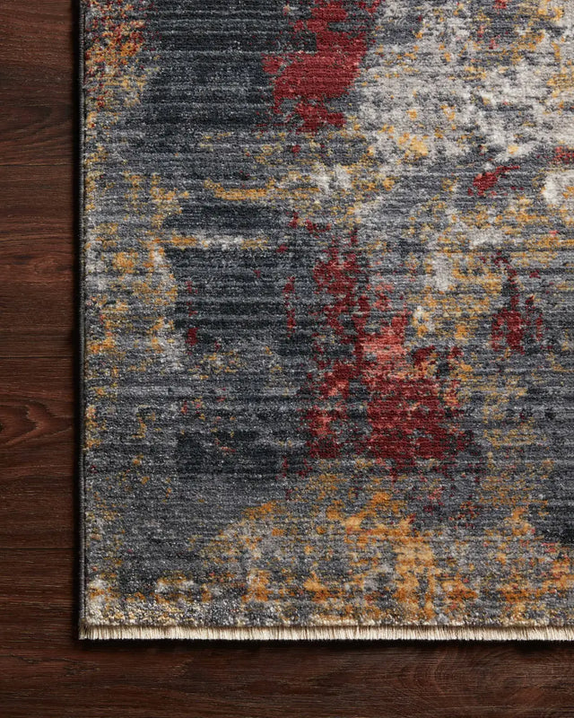 Loloi Samra Sam-03 Dk. Grey/Spice Rugs - corner on wood