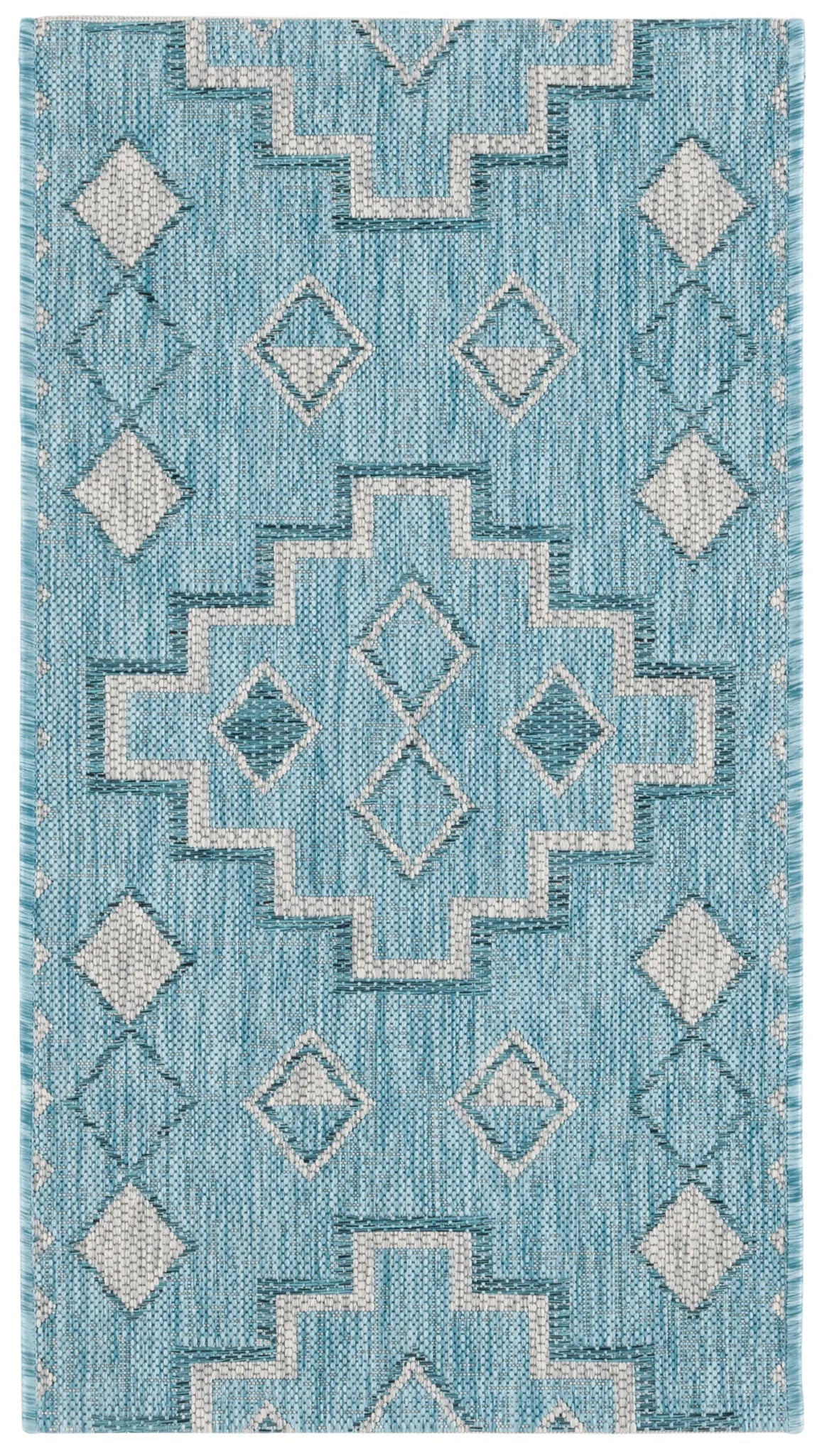Safavieh Courtyard 2'-0" x 3'-7" Rug in Aqua / Grey