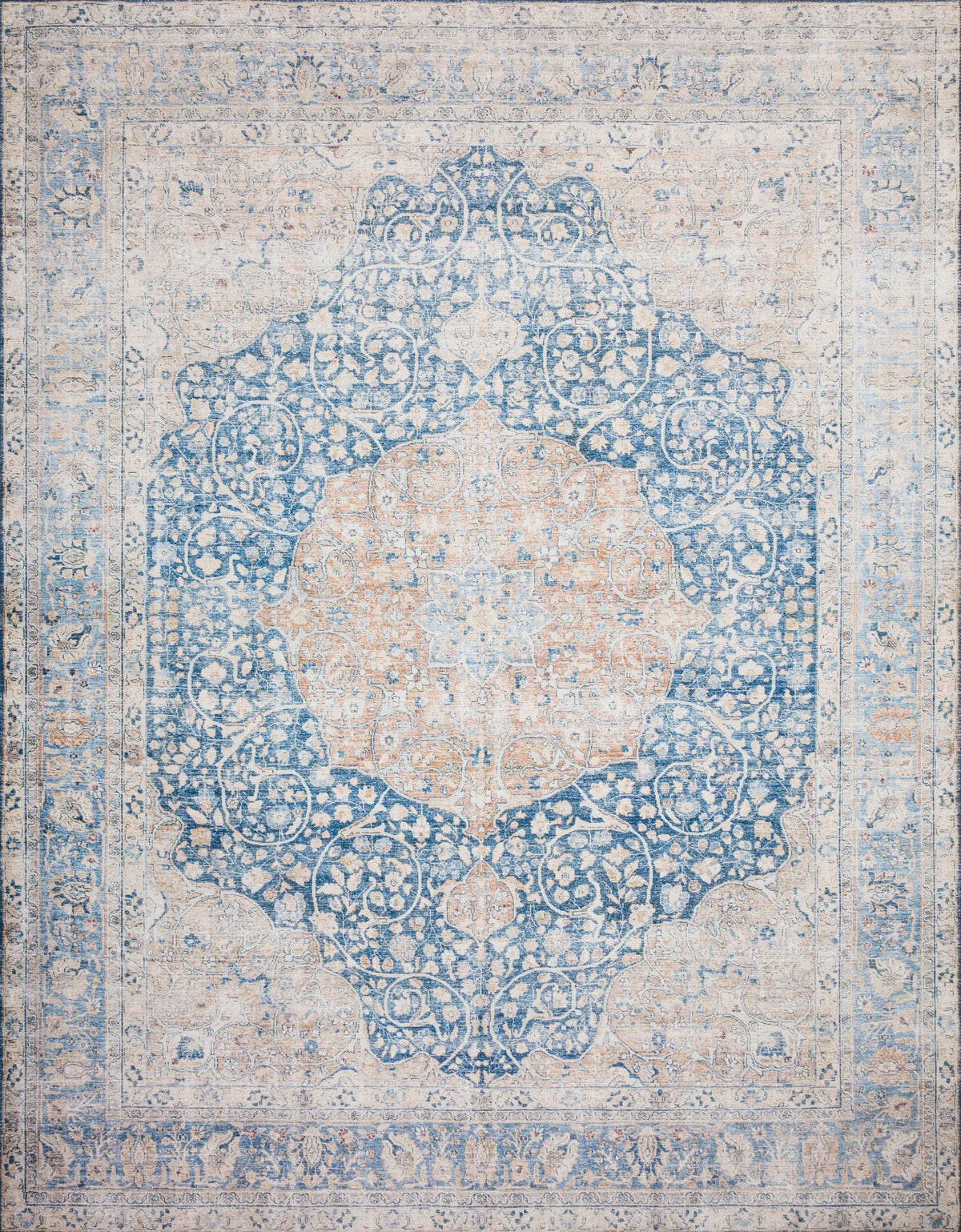 Loloi Layla Lay-07 Blue / Tangerine Rugs - main flat
