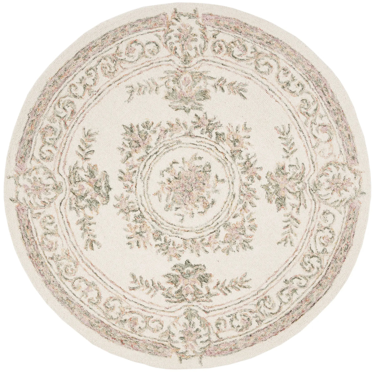 Safavieh Micro-Loop 5'-0" x 5'-0" Rug in Ivory / Fuchsia