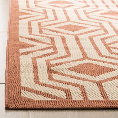 Safavieh Courtyard 4'-0" x 5'-7" Rug in Beige / Terracotta