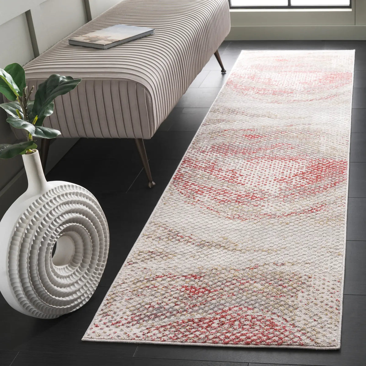 Safavieh Palma 2'-2" x 9'-0" Rug in Light Grey / Red