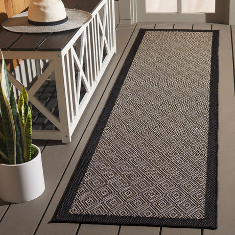 Safavieh Beach House 2'-0" x 8'-0" Rug in Black / Ivory