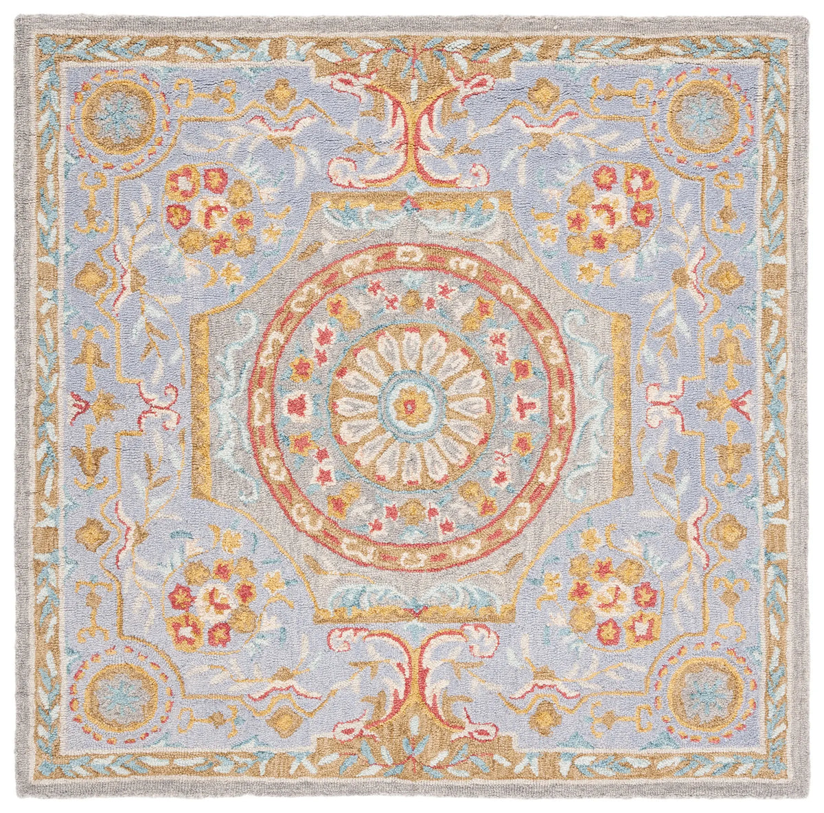 Safavieh Micro-Loop 5'-0" x 5'-0" Rug in Green / Grey