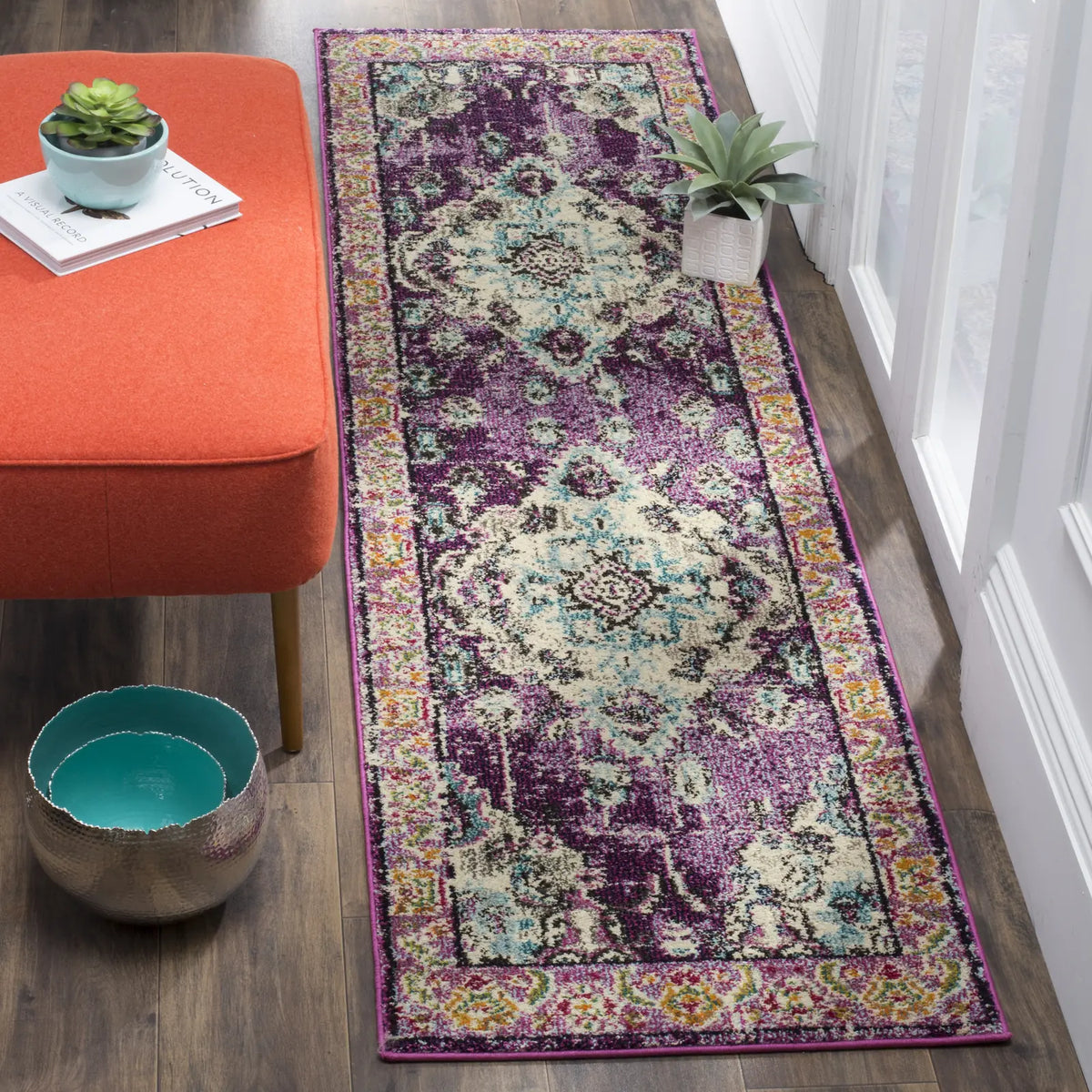 Safavieh Monaco 2'-2" x 10'-0" Rug in Violet / Light Blue