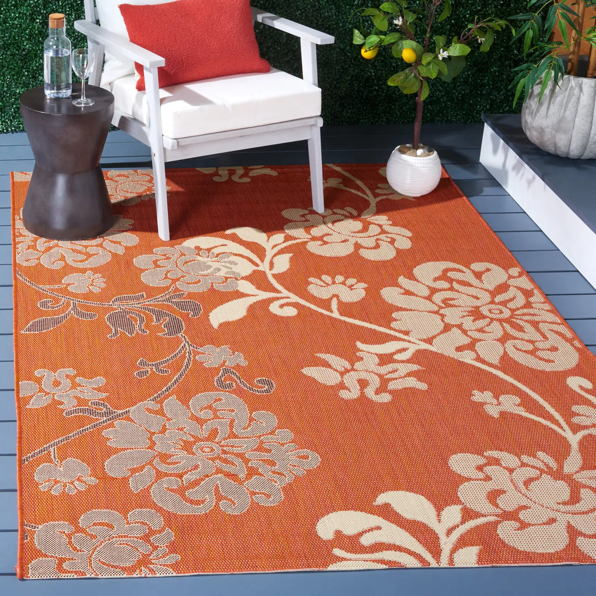 Safavieh Courtyard 5'-3" x 7'-7" Rug in Terra Natural / Brown
