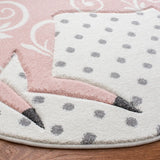 Safavieh Carousel Kids 100 5'-3" x 5'-3" Rug in Ivory Grey / Pink