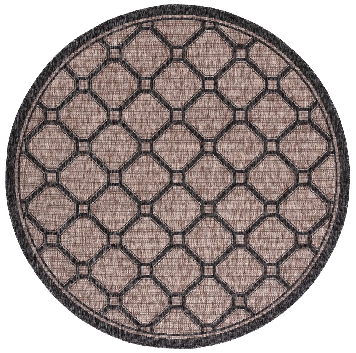 Safavieh Courtyard 6'-7" x 6'-7" Rug in Natural / Black