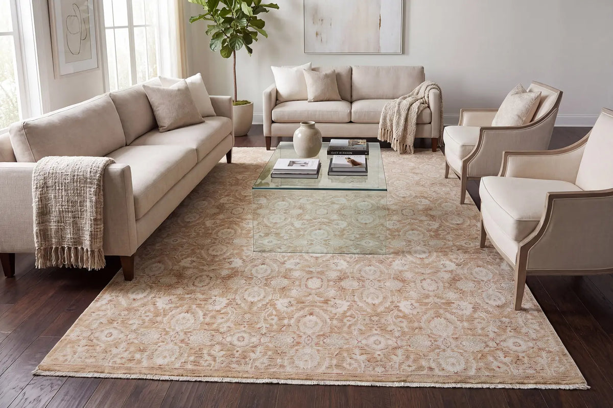 Dynamic Rugs Hudson 1480 Power Loomed Transitional Gold/Cream Rug - Room