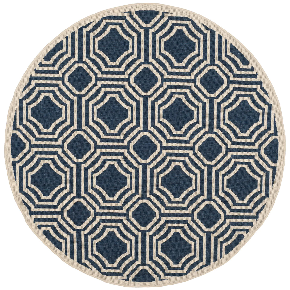Safavieh Courtyard 5'-3" x 5'-3" Rug in Navy / Beige