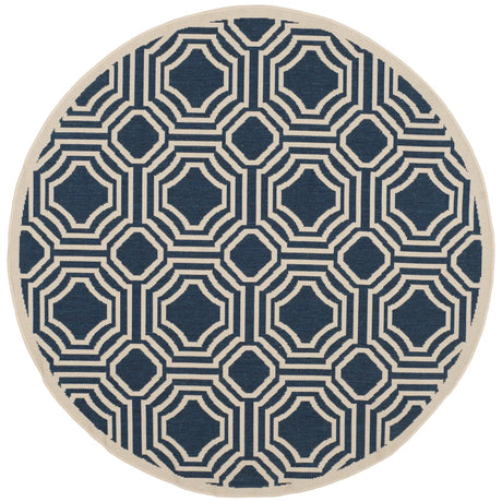 Safavieh Courtyard 5'-3" x 5'-3" Rug in Navy / Beige