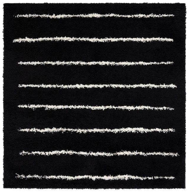Safavieh Venus Shag 600 6'-7" x 6'-7" Rug in Black / Ivory