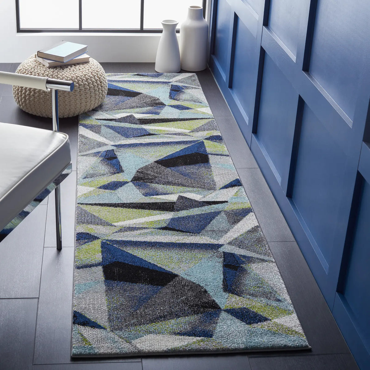 Safavieh Porcello 2'-3" x 10'-0" Rug in Grey / Blue