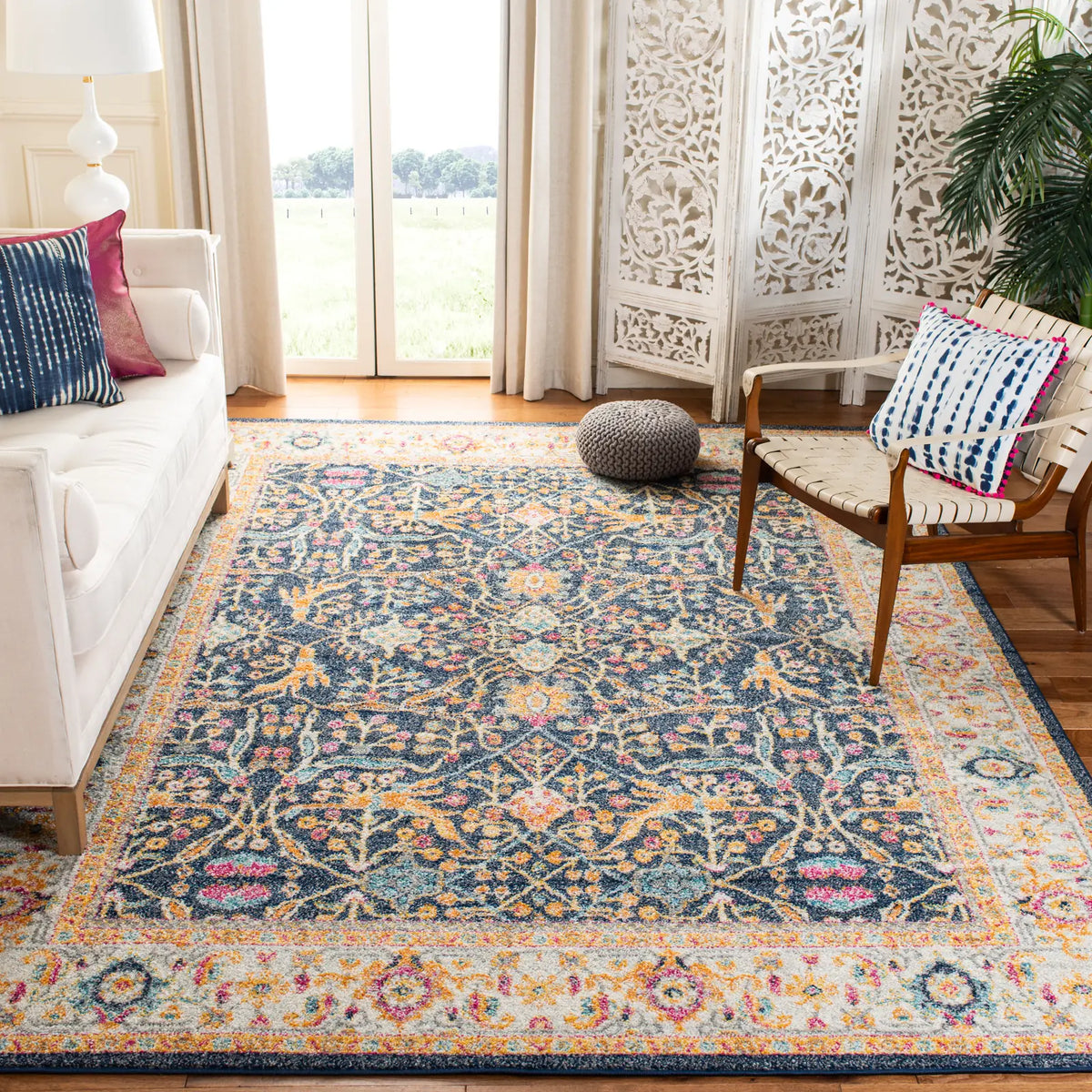 Safavieh Madison 10'-0" x 14'-0" Rug in Navy / Creme