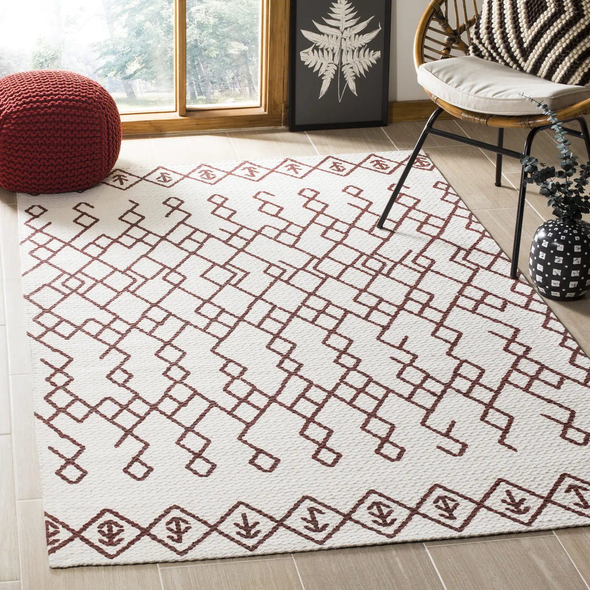 Safavieh Cedar Brook 4'-0" x 6'-0" Rug in Ivory / Rust