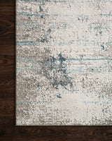 Loloi Sienne Sie-02 Ivory / Ocean Rugs - corner on wood