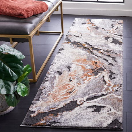 Safavieh Cyrus Shag 2'-2" x 7'-9" Rug in Dark Grey / Orange