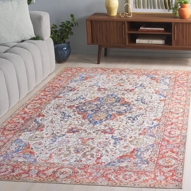Safavieh Vintage Serapi 600 5'-1" x 7'-6" Rug in Red Orange / Blue