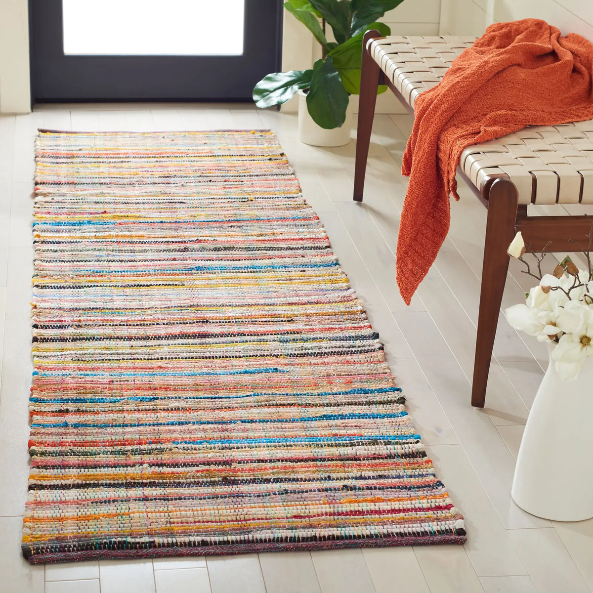 Safavieh Rag Rug 2'-3" x 10'-0" Rug in Ivory / Multi