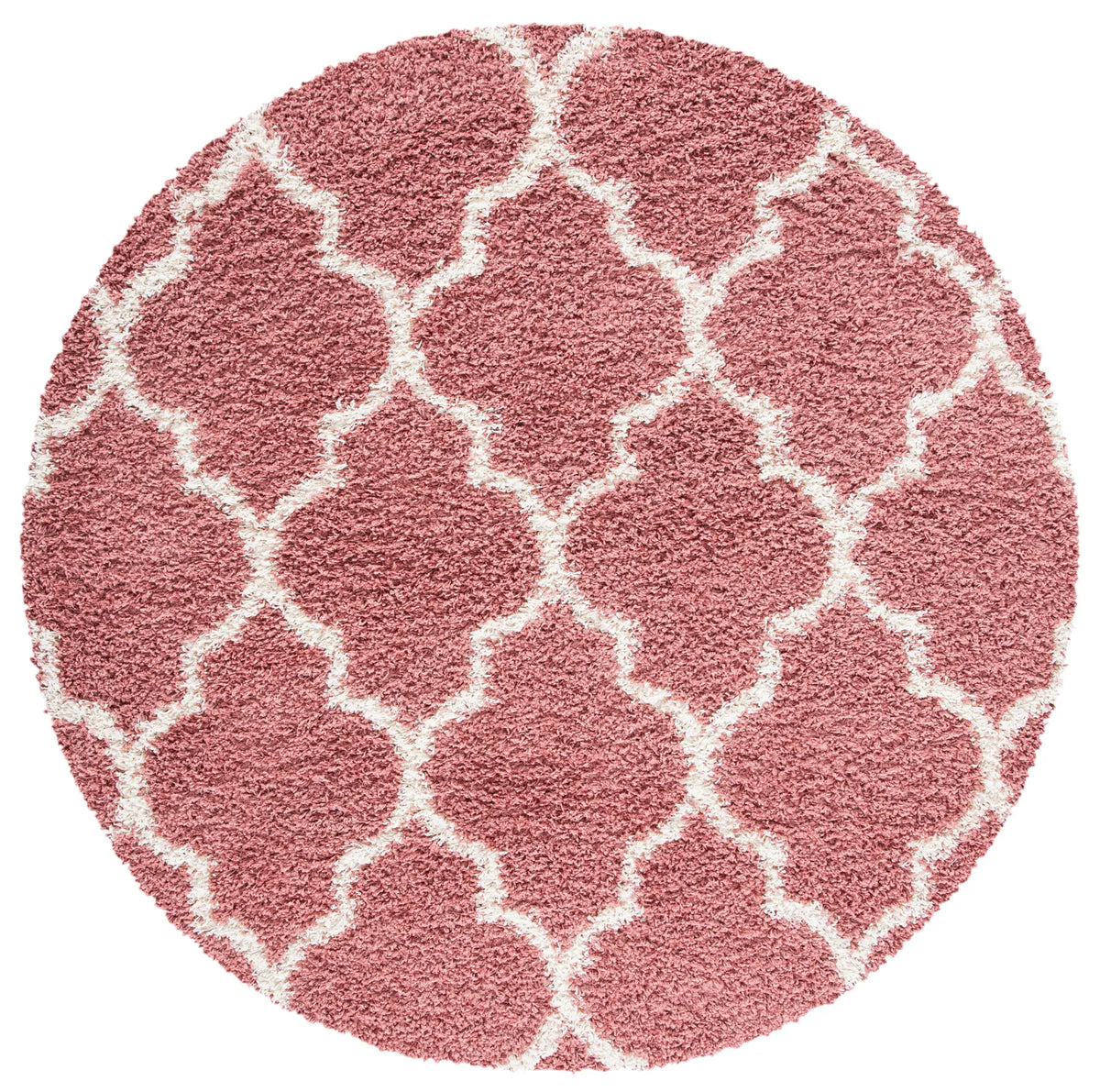 Safavieh Venus Shag 500 6'-7" x 6'-7" Rug in Pink / Ivory