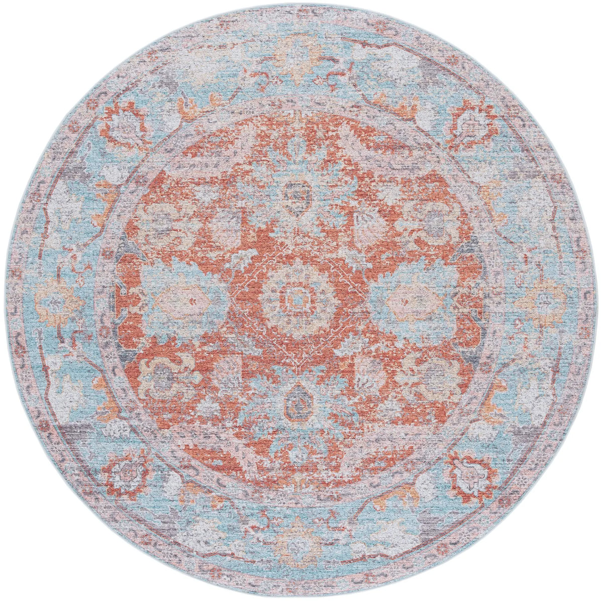 Safavieh Tucson 6'-0" x 6'-0" Rug in Turquoise / Rust