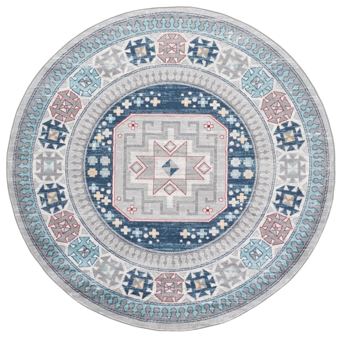 Safavieh Kazak 100 6'-7" x 6'-7" Rug in Grey / Blue