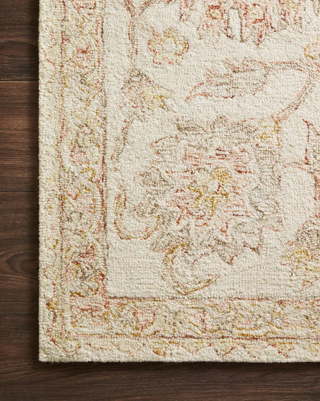 Loloi Norabel Nor-04 Ivory/Blush Rugs - corner on wood
