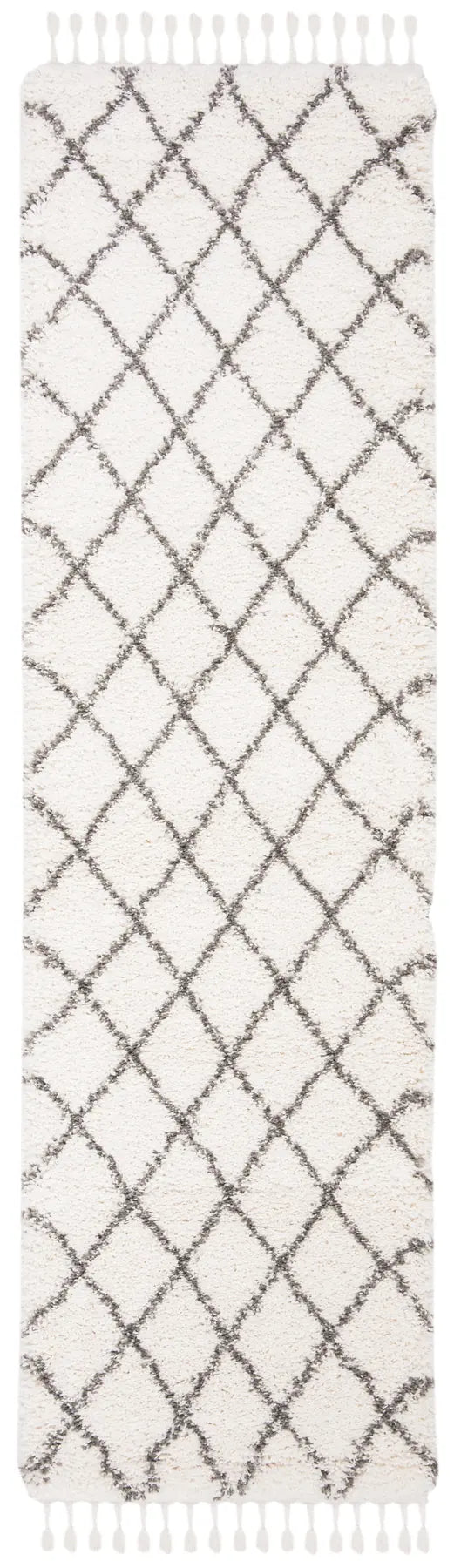Safavieh Moroccan Fringe Shag 2'-2" x 8'-0" Rug in Ivory / Grey