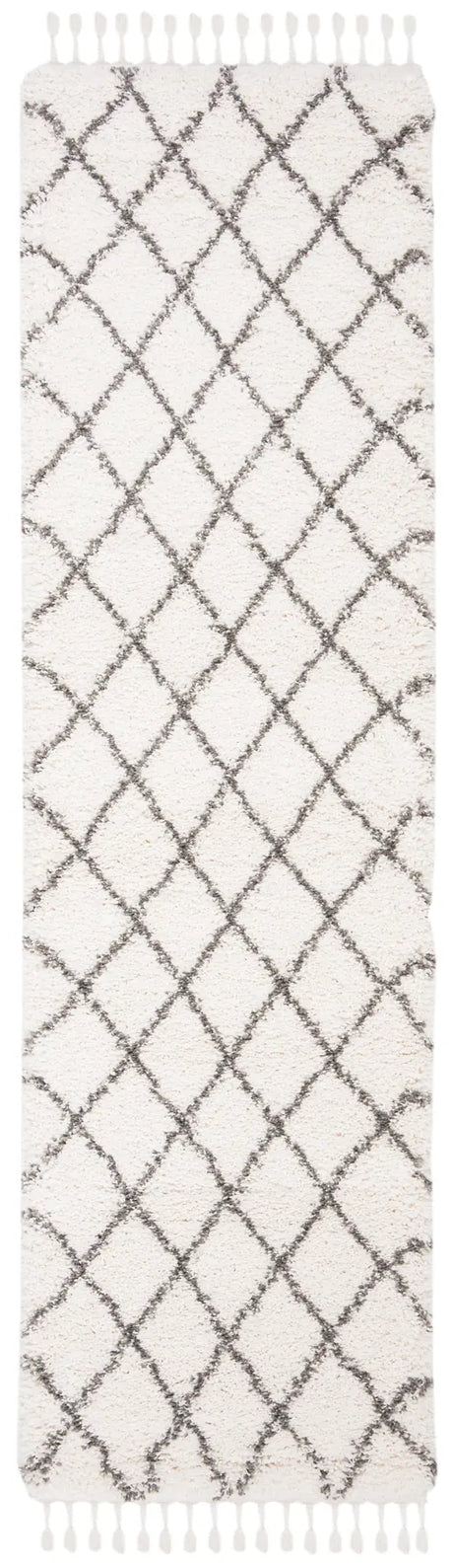 Safavieh Moroccan Fringe Shag 2'-2" x 8'-0" Rug in Ivory / Grey
