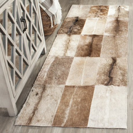 Safavieh Studio Leather 2'-3" x 7'-0" Rug in Beige / Brown